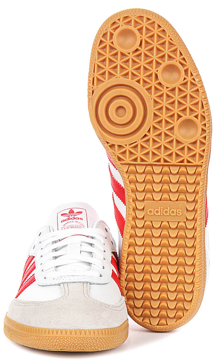 Adidas Samba OG J In White Red For Youth