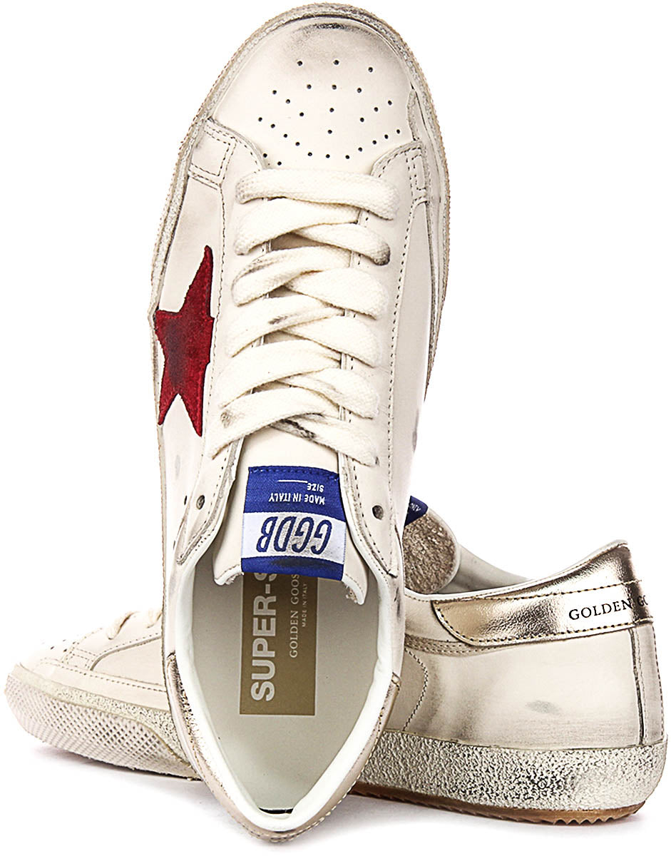 Golden Goose Super Star Bike In White Red For Men