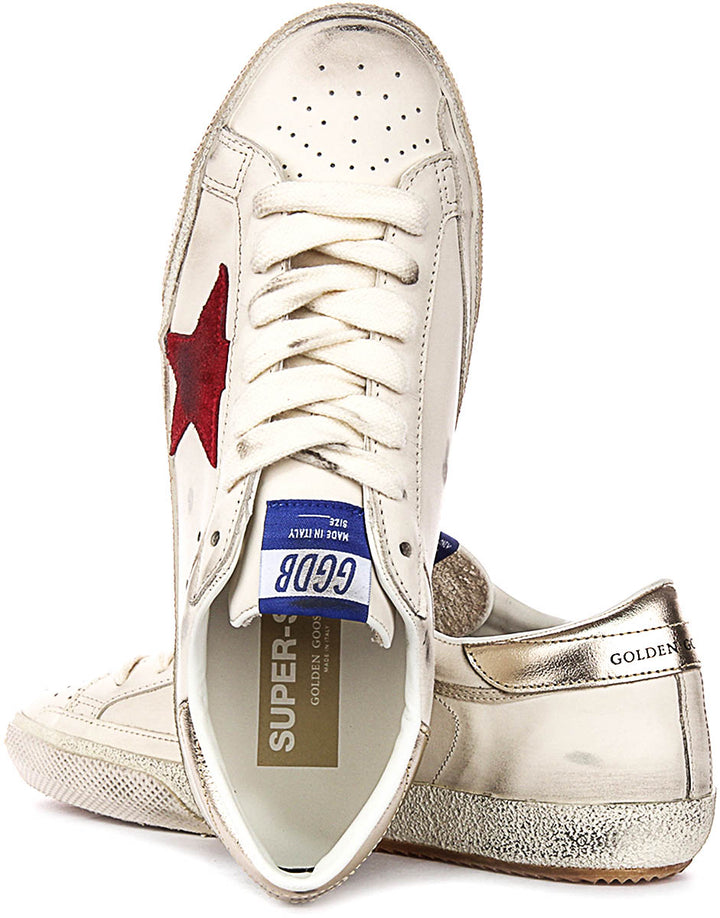 Golden Goose Super Star Bike In White Red For Men