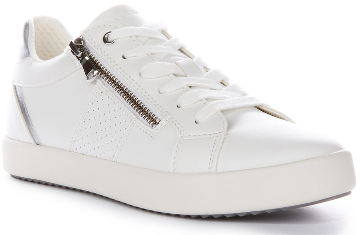 Geox Sneaker in pelle bassa D Blomiee E Rendered Versatile SZip Low per donna in bianco argento