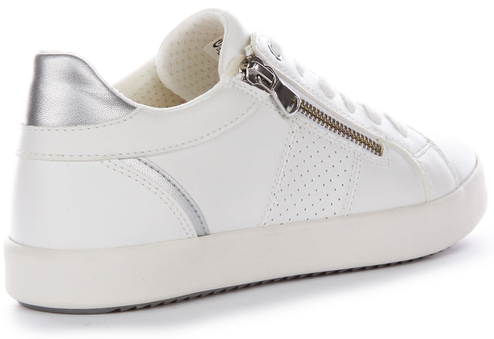 Geox Sneaker in pelle bassa D Blomiee E Rendered Versatile SZip Low per donna in bianco argento