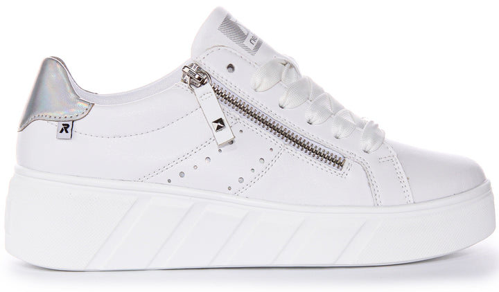 Scarpe basse Rieker Hagen Evo Zip Irredes da donna in argento bianco