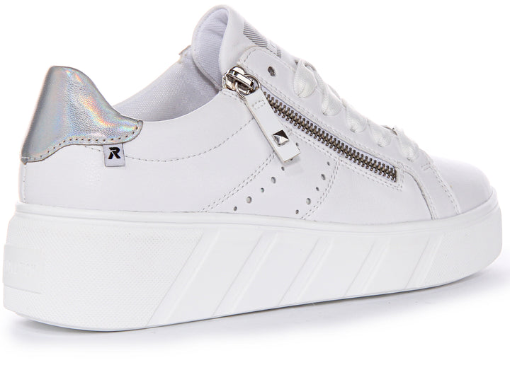 Scarpe basse Rieker Hagen Evo Zip Irredes da donna in argento bianco