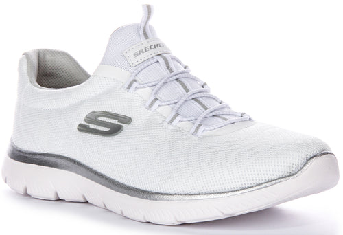 Sneakers vegan stretch lace Artistry Chic Skechers in bianco argento