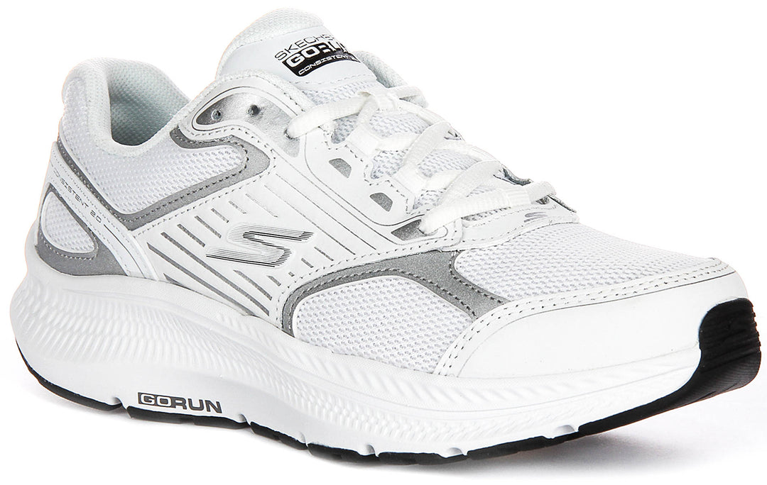 Skechers Go Run Consiste White Silver Womens Running Trainer