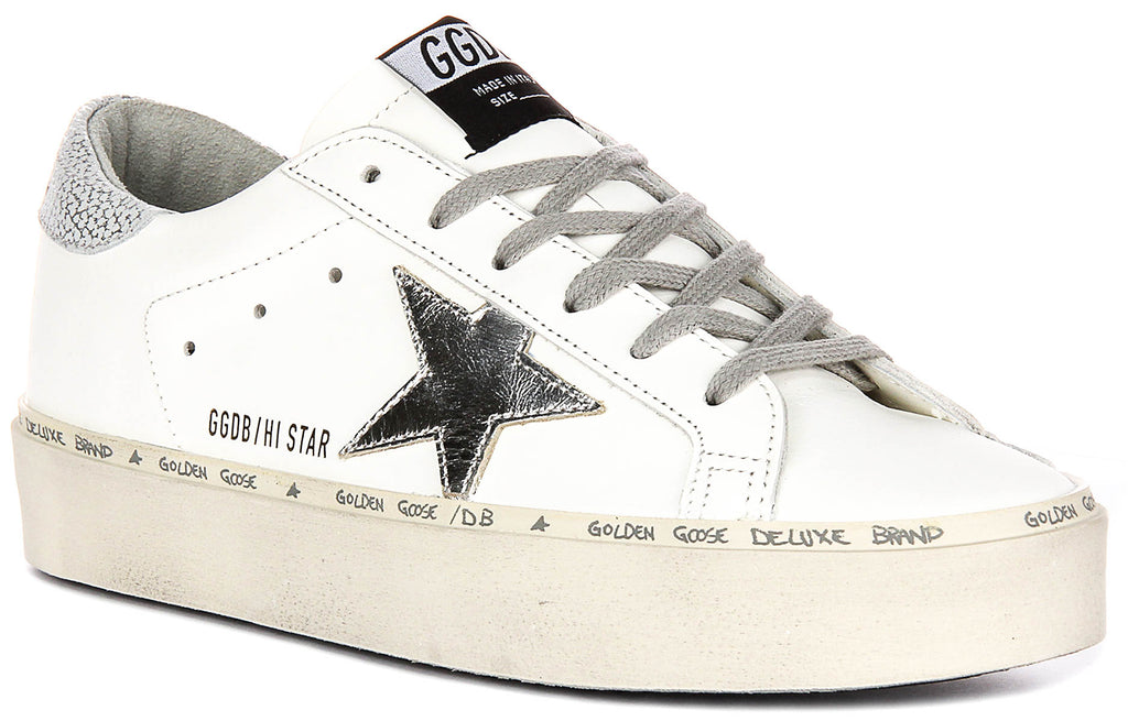 Golden Goose Hi Star In Whitsilver For Women | Metallic