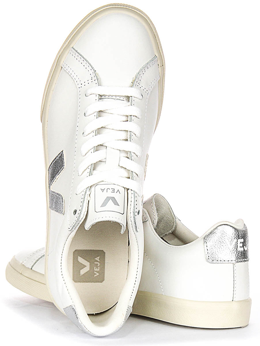 Veja Esplar Logo In White Silver For Women
