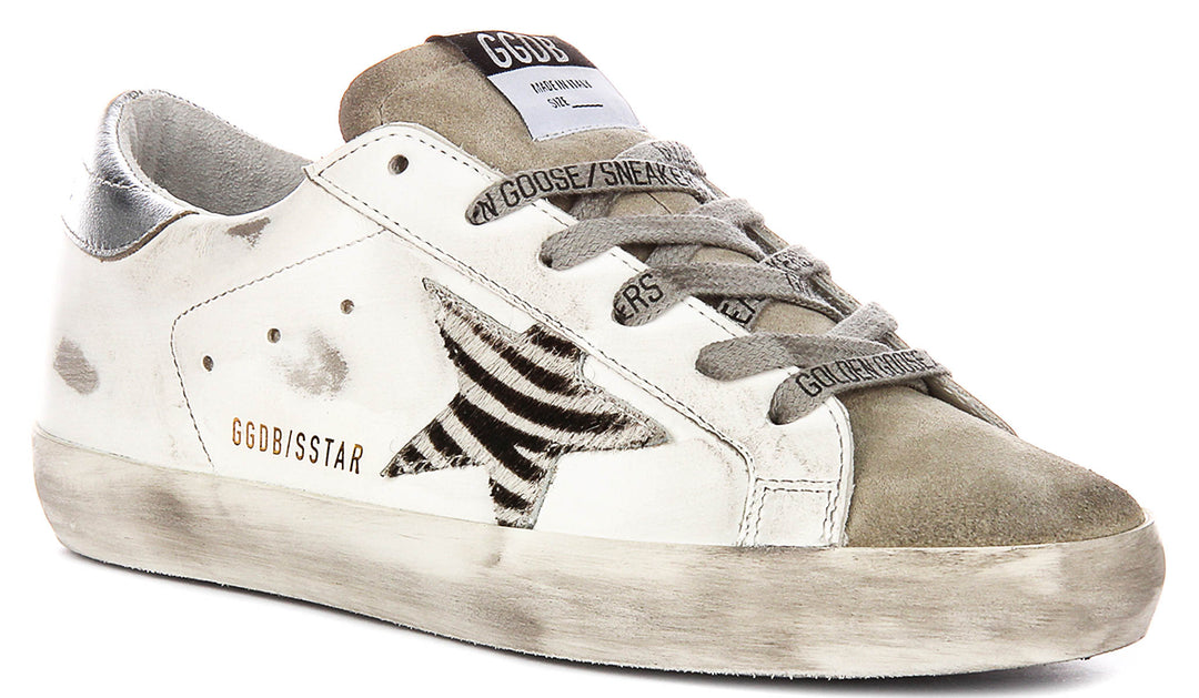 Golden Goose Super Star In White Silver For Women