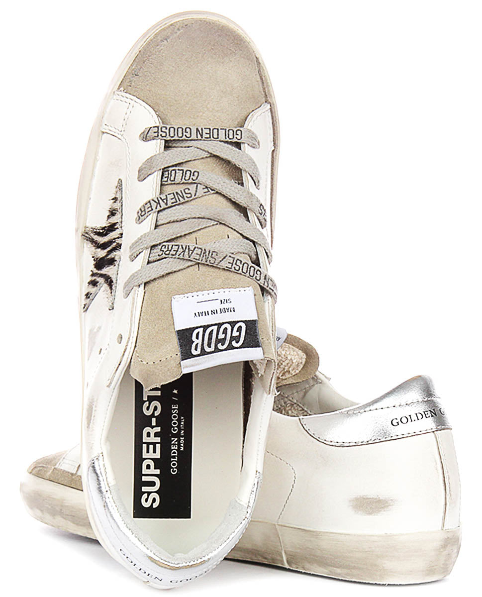 Golden Goose Super Star In White Silver For Women