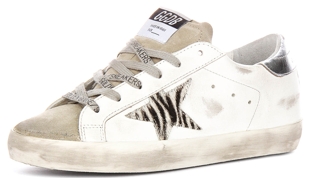 Golden Goose Super Star In White Silver For Women