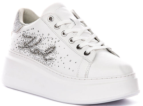 Karl Lagerfeld Anakapri Rhinestone In White Silver For Women