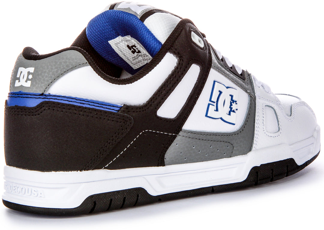 Baskets à lacets DC Shoes Stag pour hommes avec logo TPR en blanc noir gris