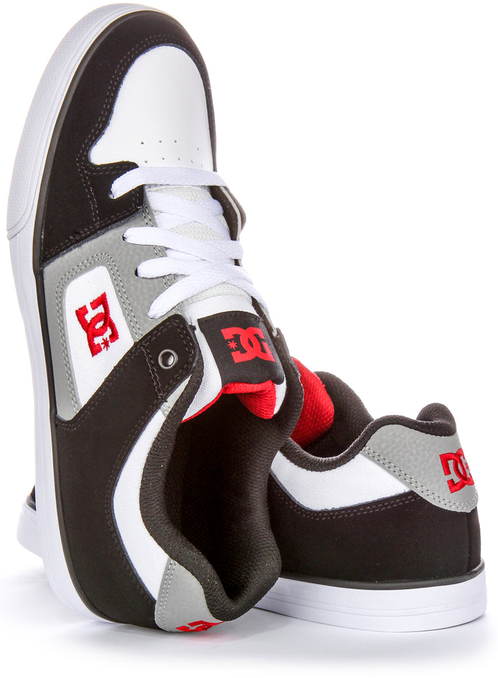 DC Shoes Pure Youth Leder Wildleder Sneaker in Weiß Schwarz Grau