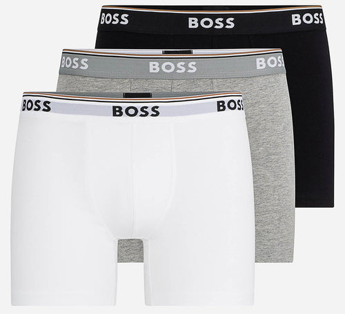 Boss Boxer 3 Pack Power In White Black Grey For Men