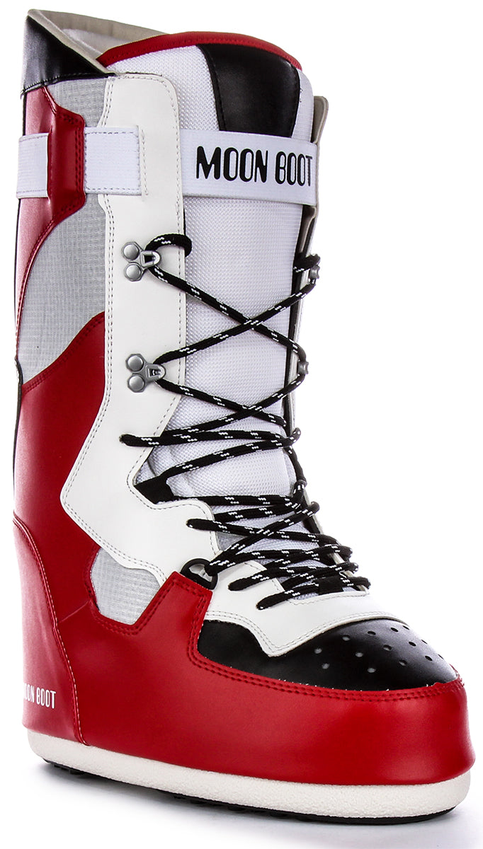 Moon Boot Sneaker Hi In White Black Red For Women