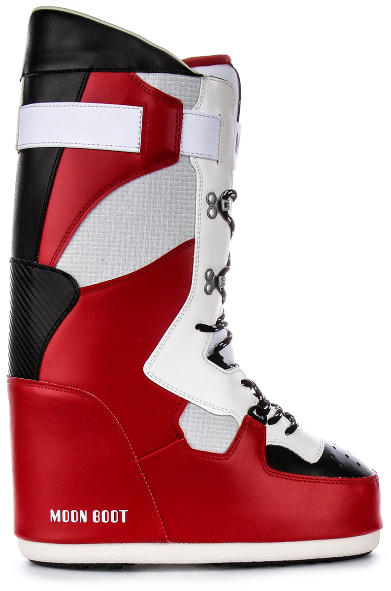 Moon Boot Sneaker Hi In White Black Red For Women