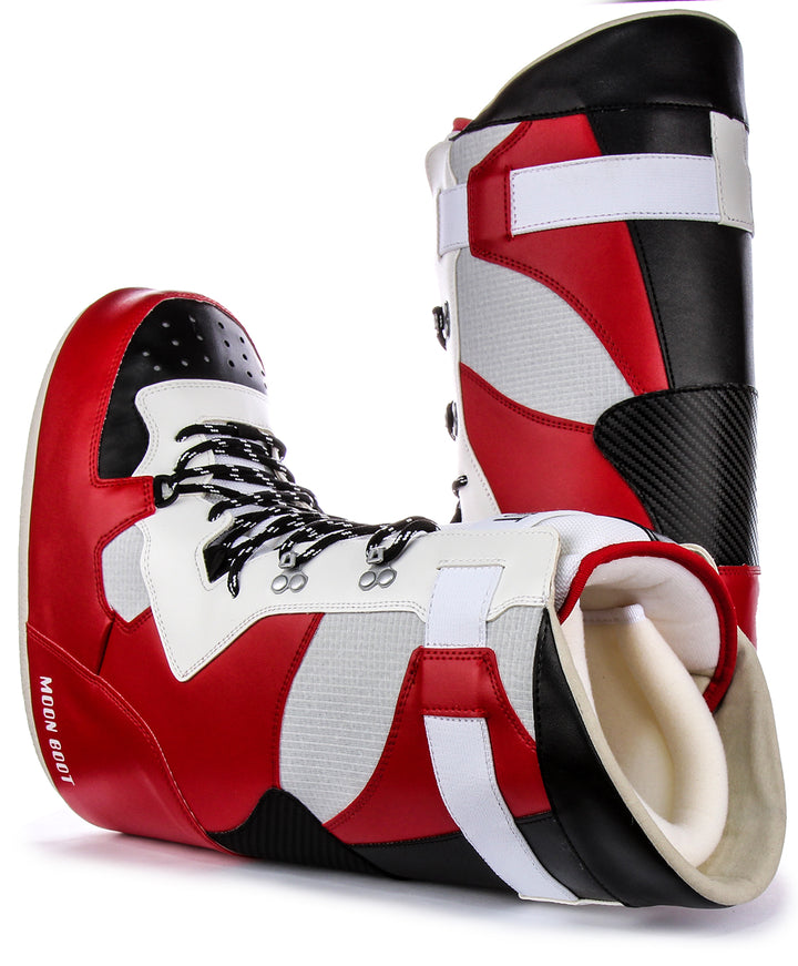 Moon Boot Sneaker Hi In White Black Red For Women