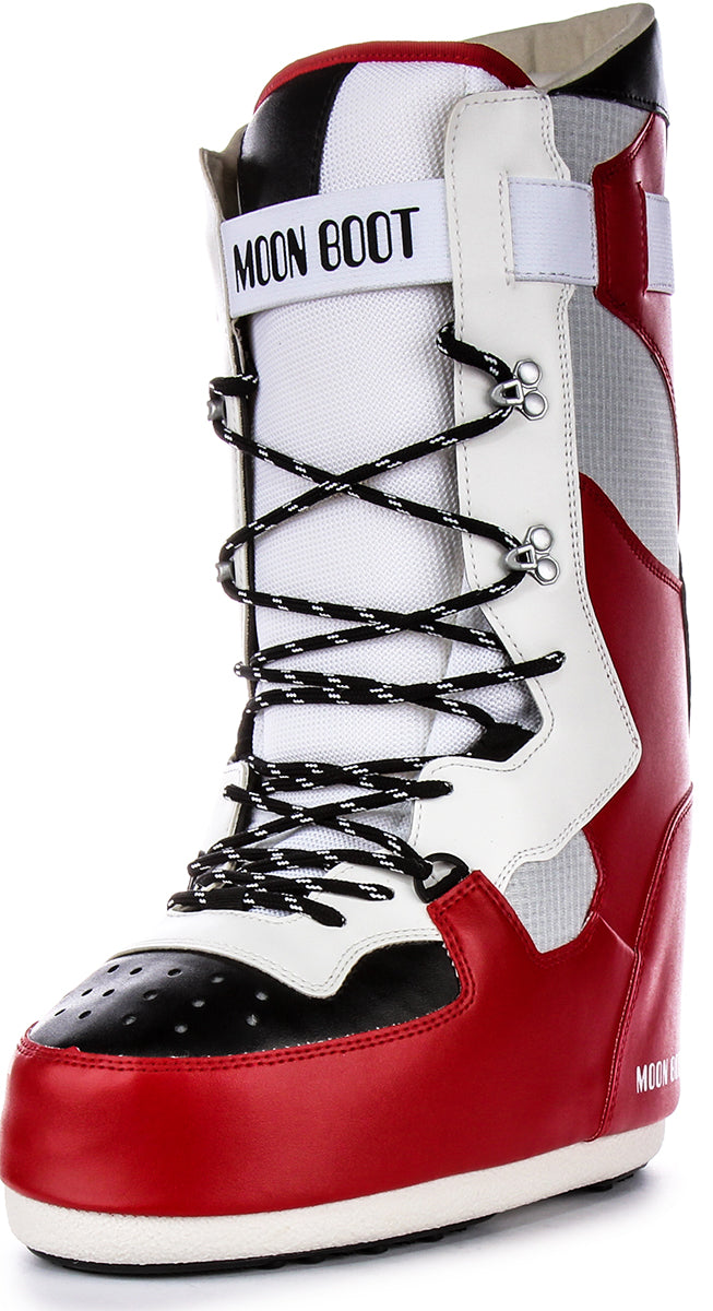 Moon Boot Sneaker Hi In White Black Red For Women