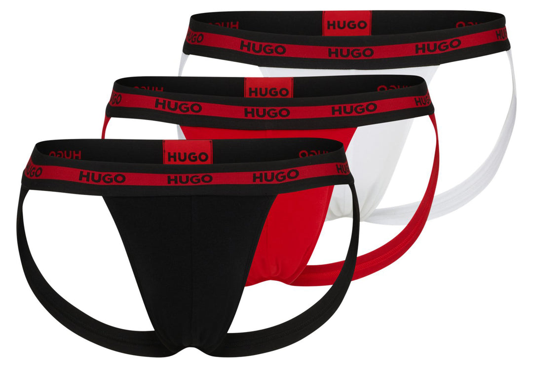 Boss Jockstrap Triple Pack In White Black Red For Men