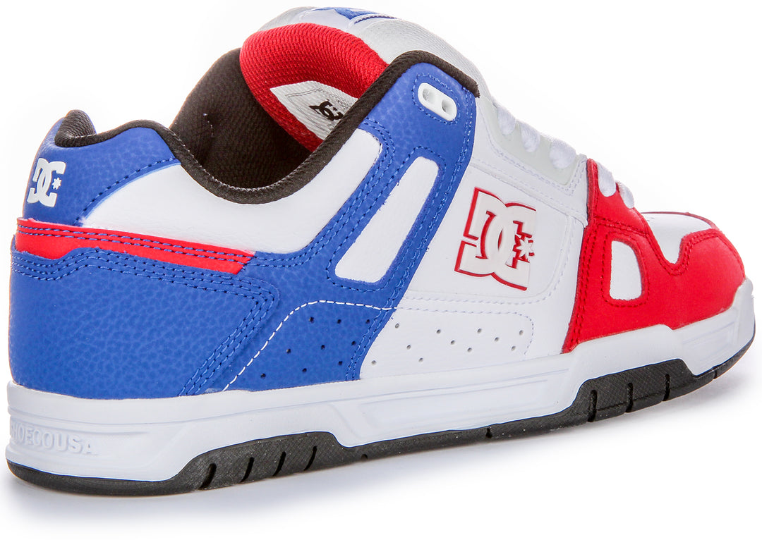 DC Shoes Stag HerrenSneaker mit Schnürung und TPRLogoSohle in Weiß Blau Rot