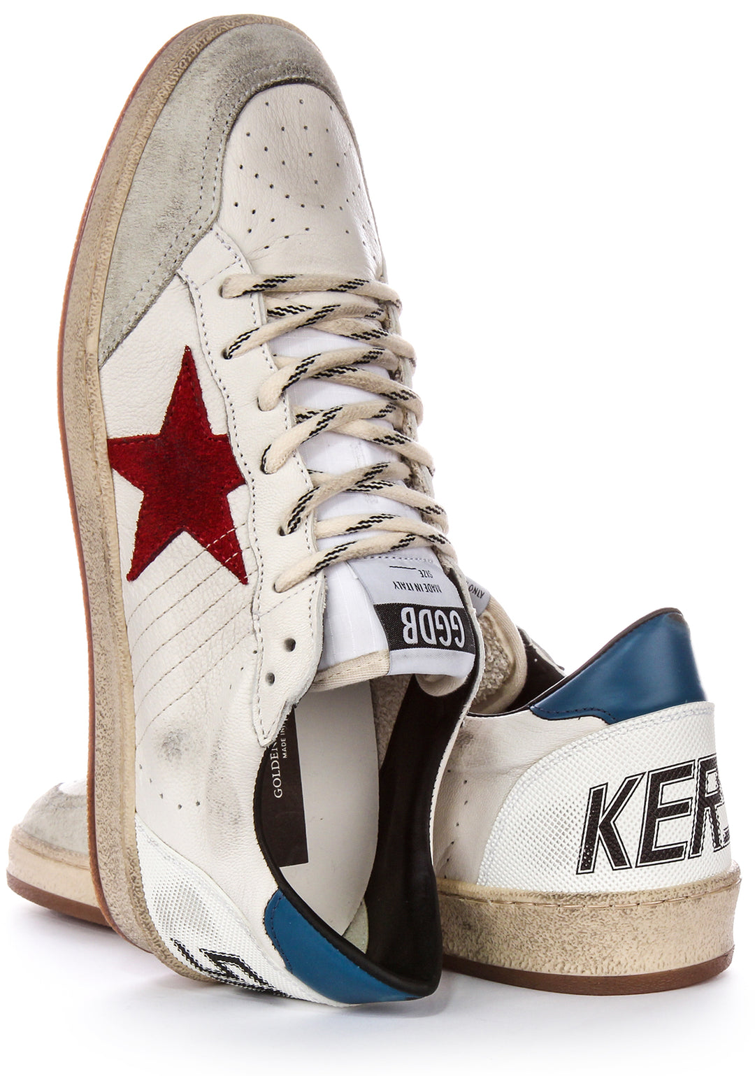 Golden Goose Ball Star In Wht Blu Red For Men