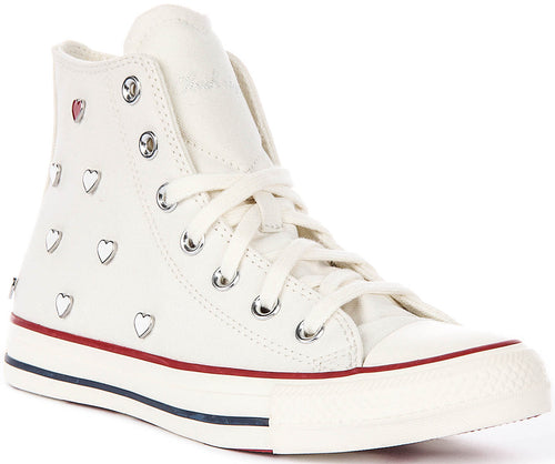 Converse Chuck Taylor A19055C All Star Hi Valentine Hearts In White Studs