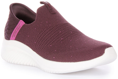 Skechers SlipIns: Ultra Flex 3.0 Shiny Night Zapatillas de malla para mujer en vino