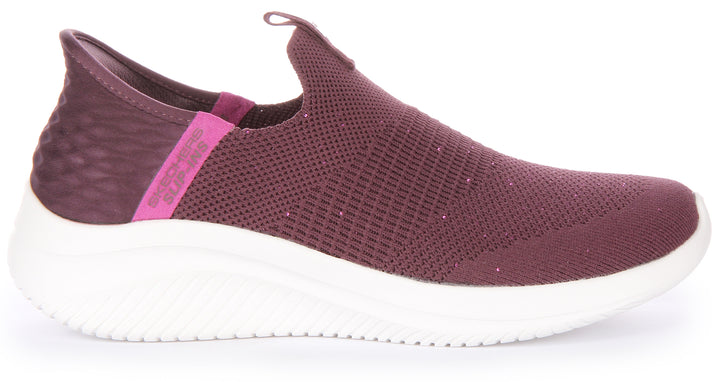 Skechers Slip Ins: Ultra Flex 3.0Shiny Night Baskets en maille pour femmes en vin