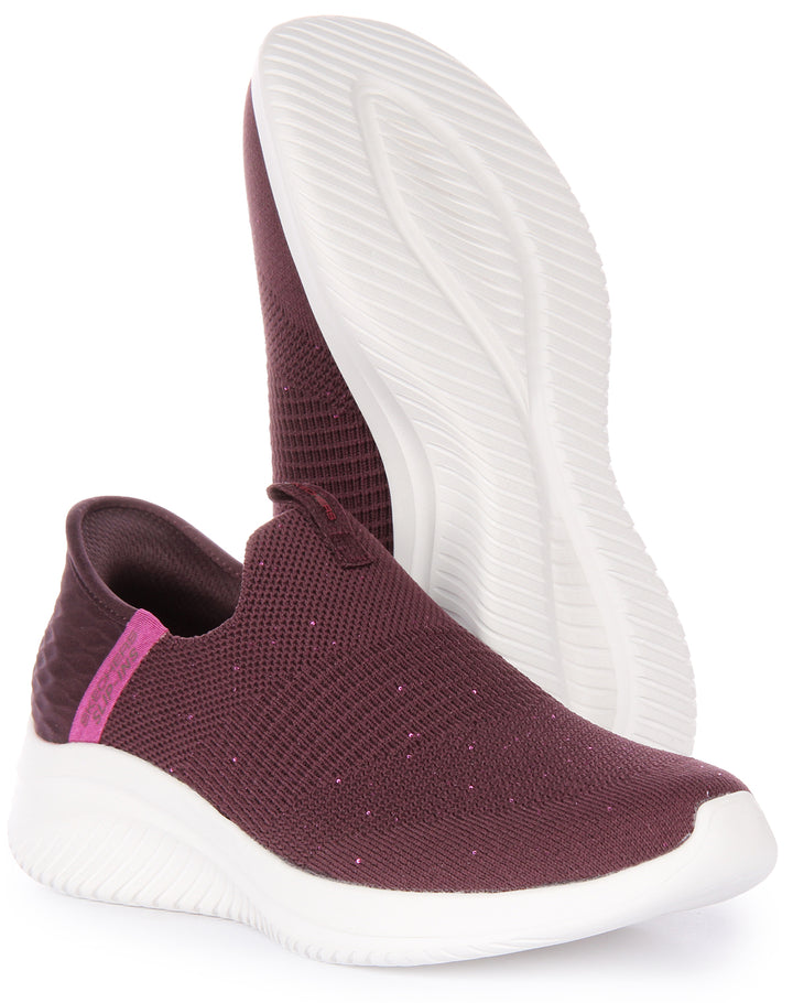 Skechers SlipIns: Ultra Flex 3.0 Shiny Night Zapatillas de malla para mujer en vino