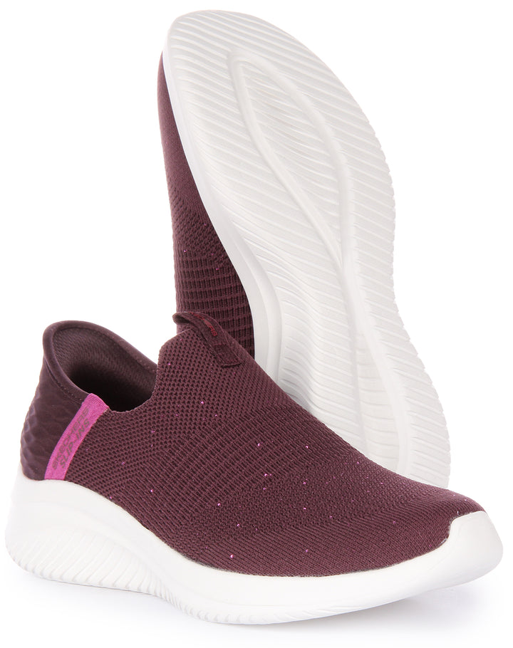 Skechers SlipIns: Ultra Flex 3.0 Shiny Night Scarpe da ginnastica a rete da donna in vino