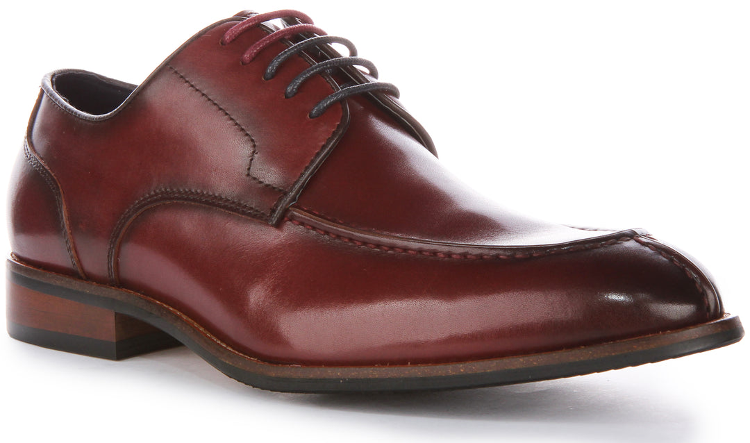 JUSTINREESS Ash Chaussures Oxford élégantes en cuir à lacets pour hommes en vin