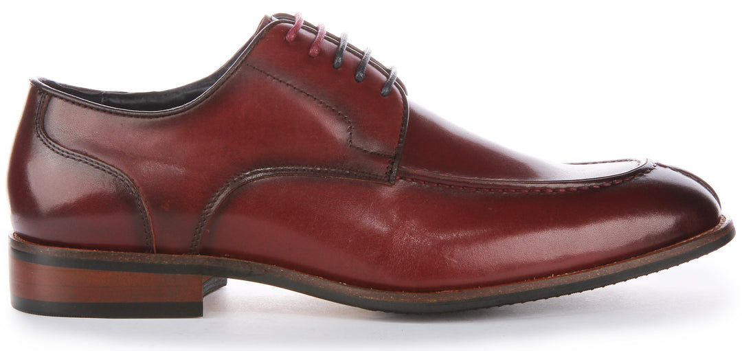 JUSTINREESS Ash Zapatos Oxford de cordones de piel para hombre en vino