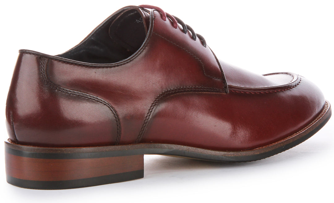 JUSTINREESS Ash Zapatos Oxford de cordones de piel para hombre en vino