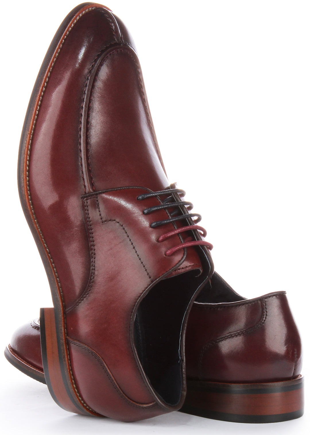 JUSTINREESS Ash Zapatos Oxford de cordones de piel para hombre en vino