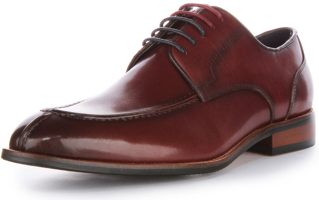 JUSTINREESS Ash Chaussures Oxford élégantes en cuir à lacets pour hommes en vin