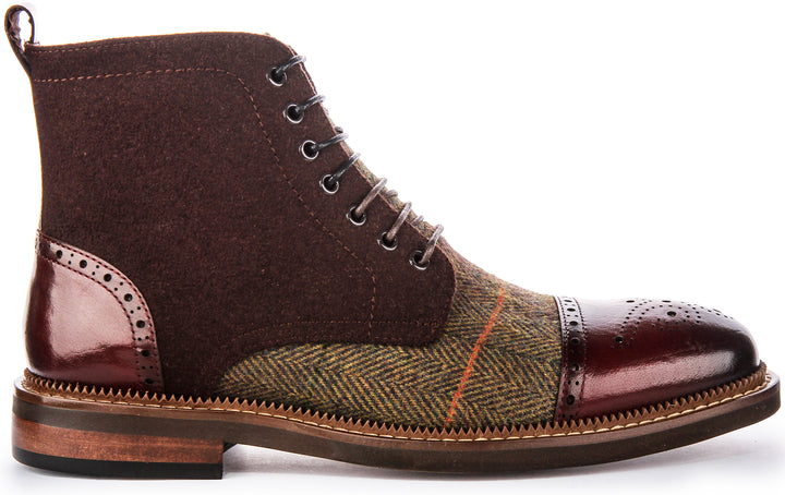 Bottines à Lacets en Cuir et Toile Justinreess Lennox Pour Homme en Vin