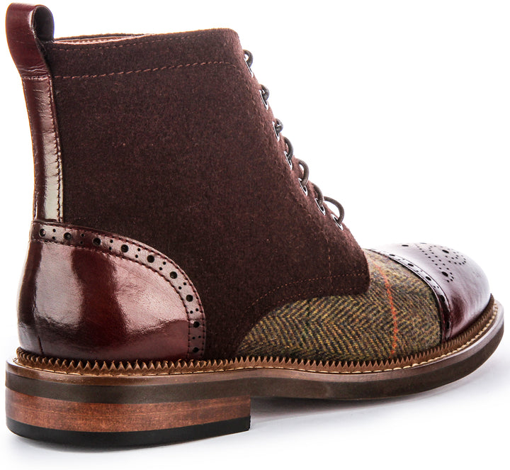 Bottines à Lacets en Cuir et Toile Justinreess Lennox Pour Homme en Vin