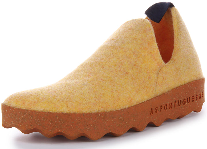 Asportuguesas City L Zapatos con suela de corcho para mujer en amarillo