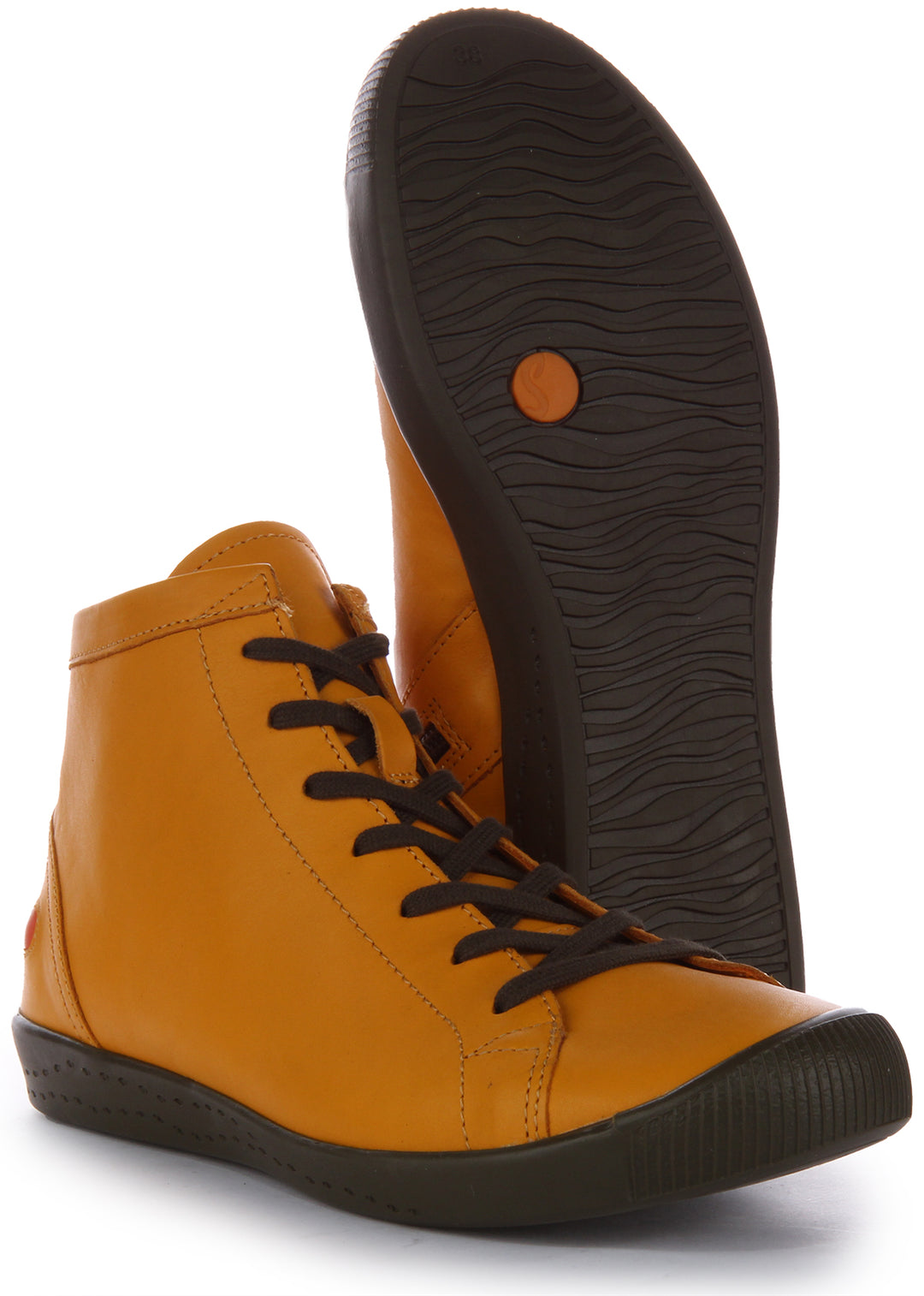 Softinos Ibb1653 Supple Damen Sneakers aus weichem Leder in Gelb