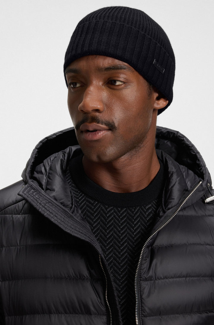 Boss Beanie Hat Virgin Wool In Black