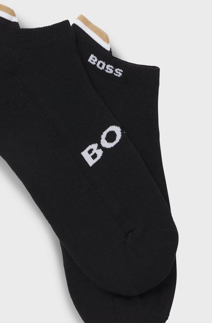 Boss 2 Pair Shoe Sock Iconic Logo In Black