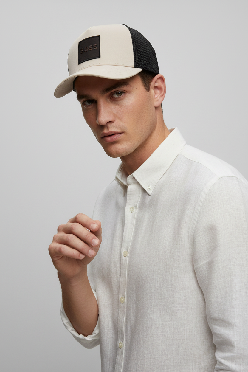 Boss Elliot Trucker Cap In Beige