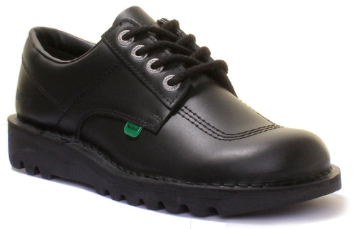 Kickers Kick Lo Core Zapatos de piel con cordones para unisex en negro azul