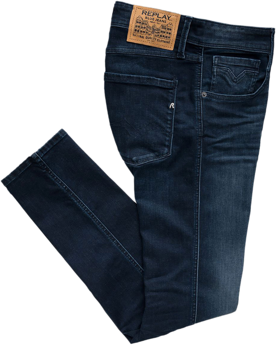 Stretch Jeans Replay Uomo Jeans Dark Indigo Blue Super Slim Fit