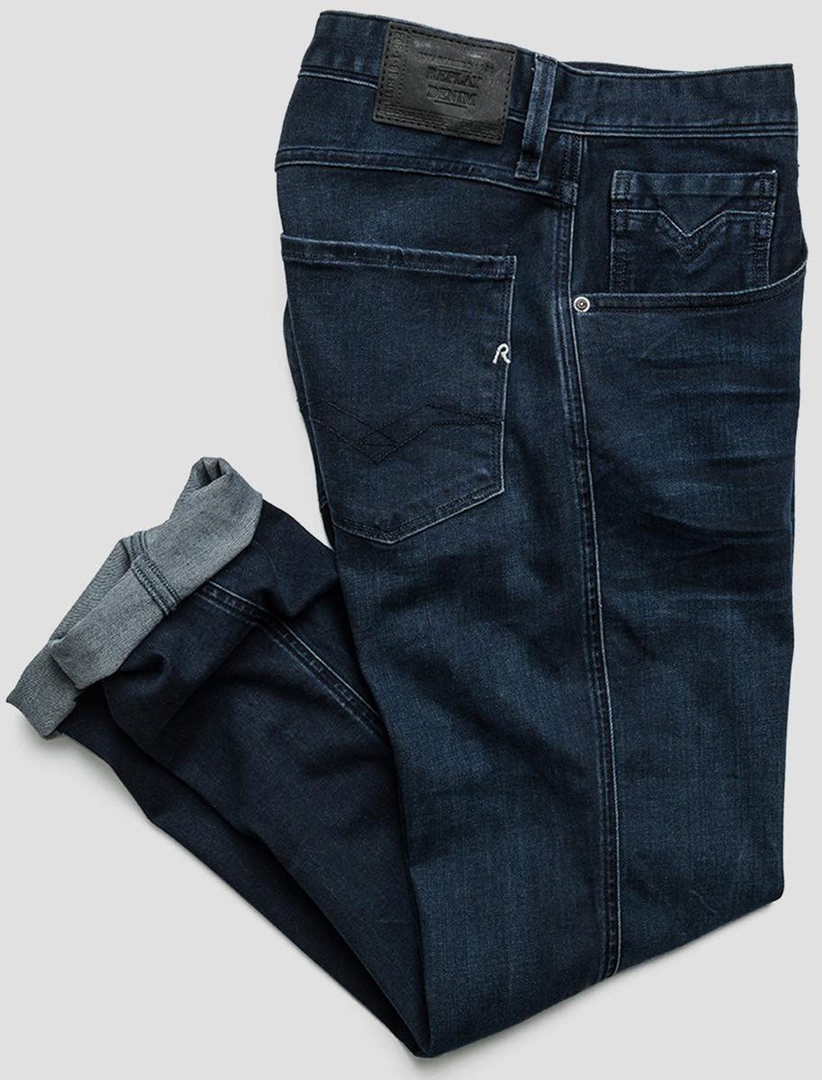 Replay Grover Hyperflex Straight Jeans In Dark Blue For Men