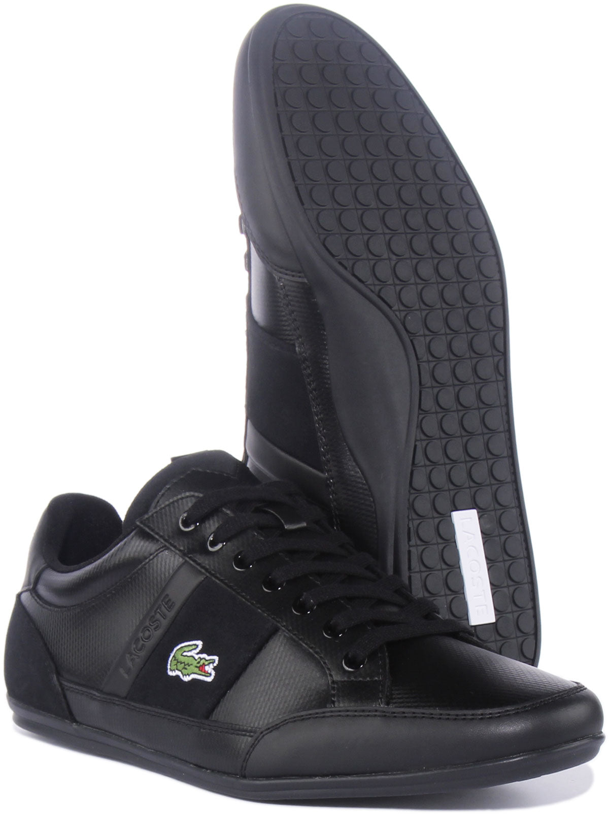 Lacoste Chaymon In All Black For Men Texured Lace Up Trainers