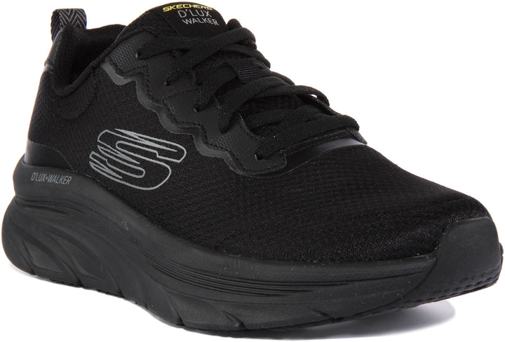 Skechers Relaxed Fit: D'Lux WalkerScrambler Zapatillas de malla con cordones para hombre en todo negro