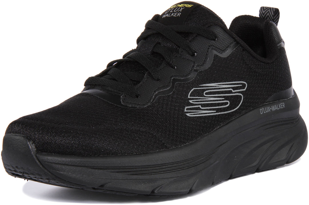 Skechers Relaxed Fit: D'Lux WalkerScrambler Zapatillas de malla con cordones para hombre en todo negro