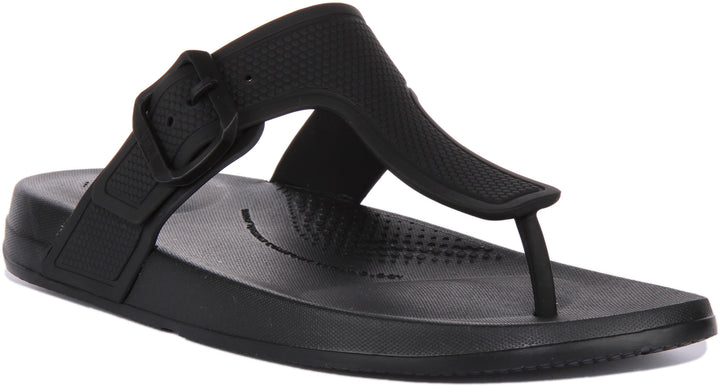 Fitflop Iqushion Thong Sandal In All Black For Women