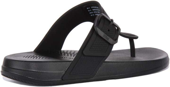Fitflop Iqushion Thong Sandal In All Black For Women